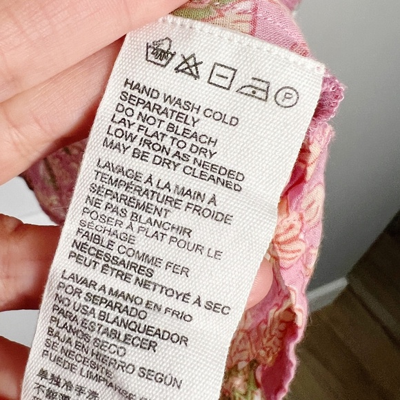 Cleobella Amaryllis Pink  Boho Blouse Top Tassel V Neck Print size Large - Picture 9 of 10